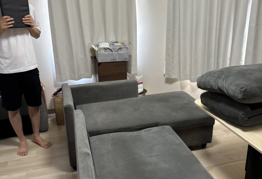 🌟【習志野市で大型ソファ処分・即日回収】マンション6階の分割式カウチソファをエレベーター搬出😍🚚✨